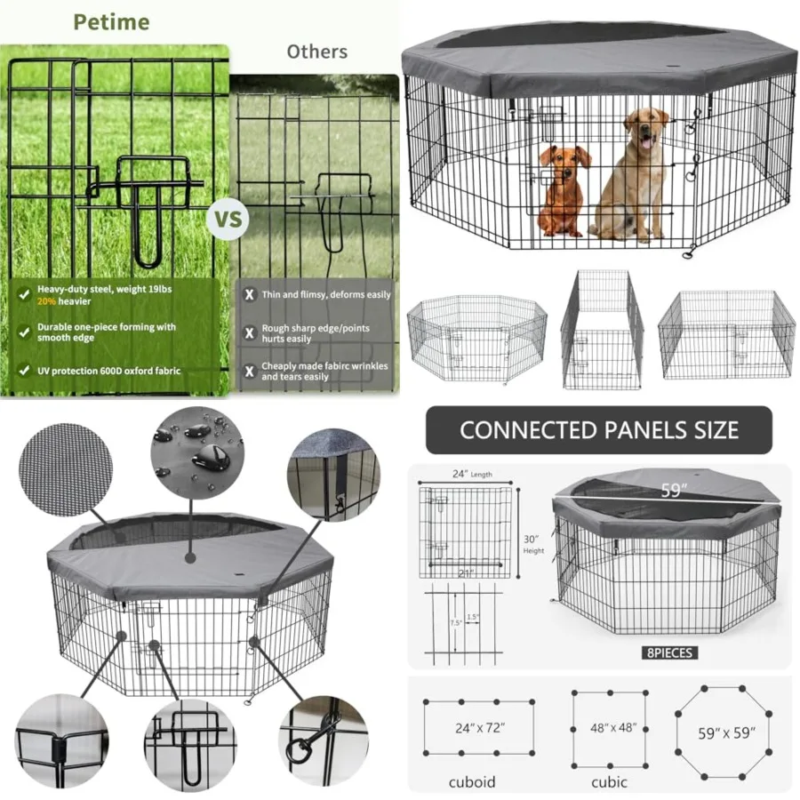 Foldable Metal Dog Exercise Pen/Pet Puppy Kennels Yard Fence Indoor/Outdoor 8 Panel 24" W x 30" H with Top Cover with top Cover
Foldable Metal Dog Exercise Pen/Pet Puppy Kennels Yard Fence Indoor/Outdoor 8 Panel 24" W x 30" H with Top Cover with top Cover