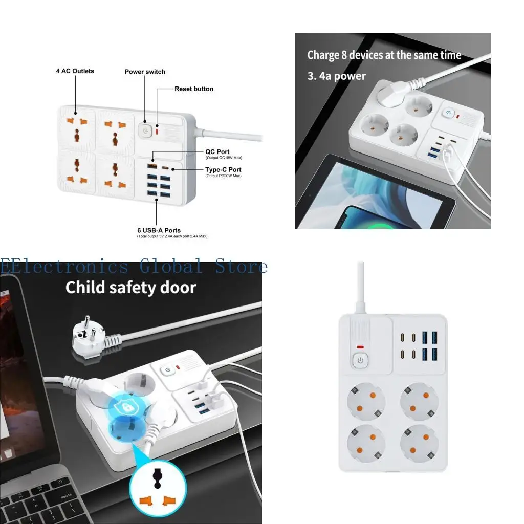 462B Advanced Europeans Power Extension Cord 4 USB C 4 USB A And 250V Outlets
462B Advanced Europeans Power Extension Cord 4 USB C 4 USB A And 250V Outlets