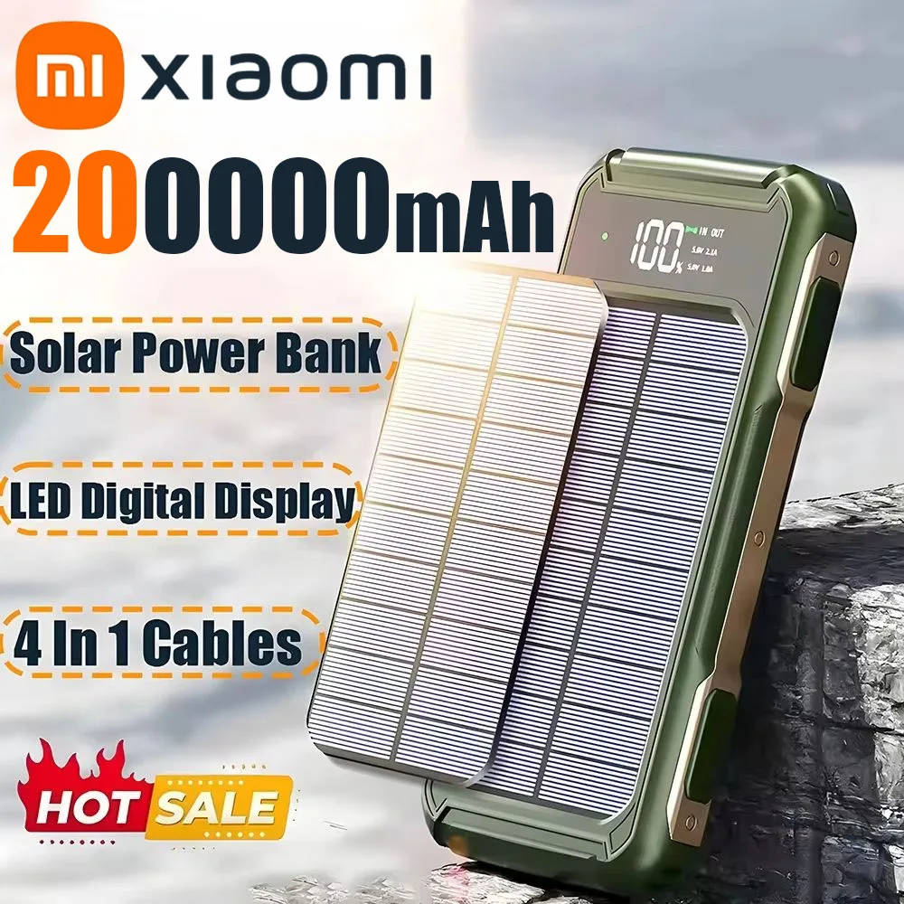 Xiaomi 200000mAh Solar Power Bank Large Capacity PowerBank Built in 4 in 1 Cable Intelligent Digital Display For iPhone Samsung
Xiaomi 200000mAh Solar Power Bank Large Capacity PowerBank Built in 4 in 1 Cable Intelligent Digital Display For iPhone Samsung