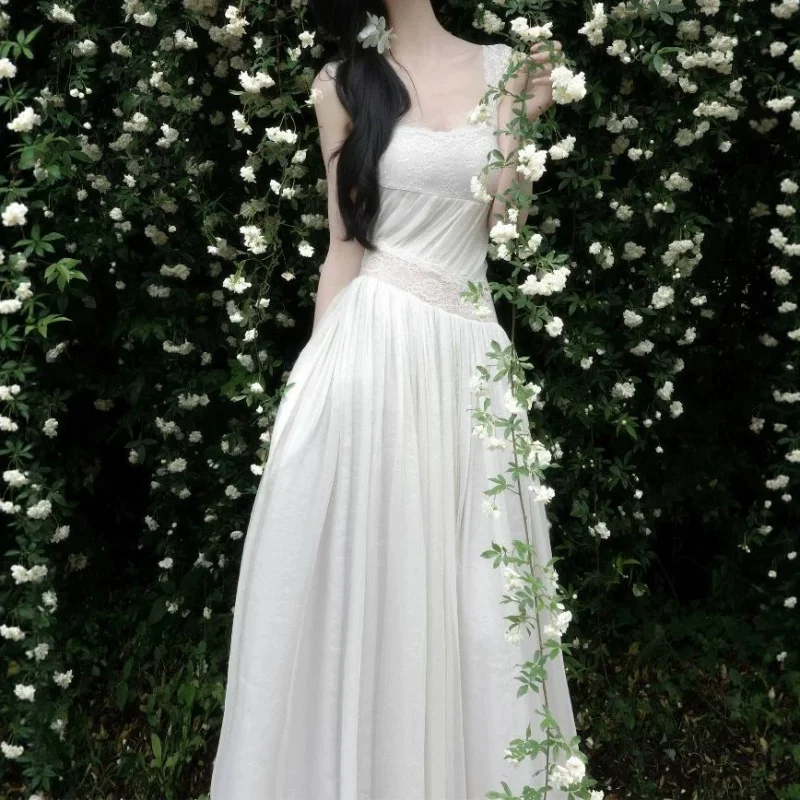Elegant Lace Halter Gown Women's Waist Cinched Slimming Long Fairy Skirt Maxi Dress Fresh Sweet Style High Waist A-Line Skirt
Elegant Lace Halter Gown Women's Waist Cinched Slimming Long Fairy Skirt Maxi Dress Fresh Sweet Style High Waist A-Line Skirt