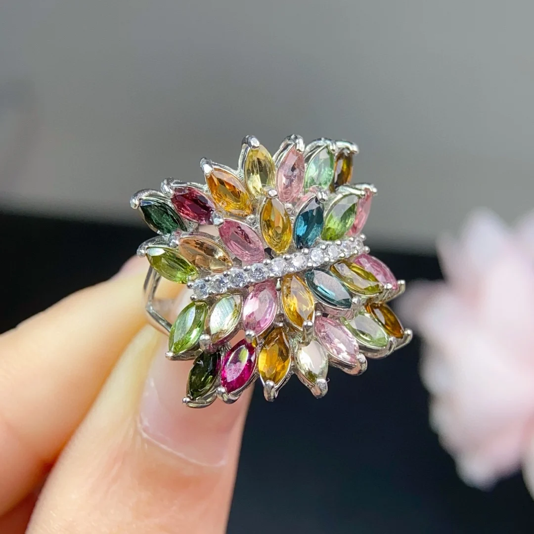 Кольцо из стерлингового серебра 925 пробы с натуральным красочным турмалином, многоцветное ювелирное изделие с драгоценными камнями, подарок для женщин
Кольцо из стерлингового серебра 925 пробы с натуральным красочным турмалином, многоцветное ювелирное изделие с драгоценными камнями, подарок для женщин