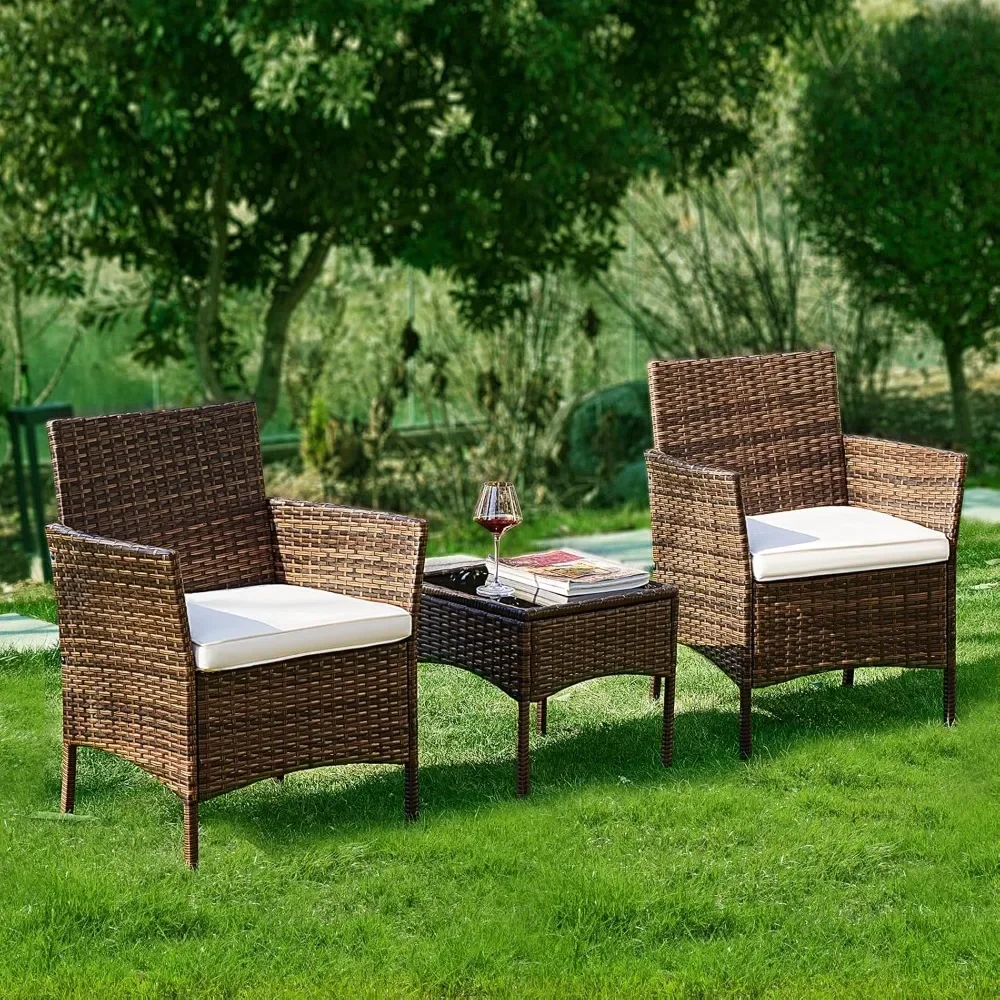 Patio Furniture Set 3 Pieces, Outdoor Wicker Furniture with Coffee Table, Modern Rattan Patio Chairs Conversation Sets with Sofa
Patio Furniture Set 3 Pieces, Outdoor Wicker Furniture with Coffee Table, Modern Rattan Patio Chairs Conversation Sets with Sofa