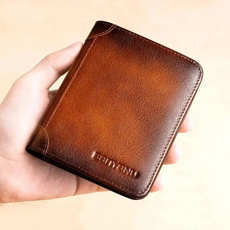 Модный кожаный кошелек тройного сложения с блокировкой Rfid, винтажный тонкий многофункциональный держатель для удостоверения личности и кредитных карт, мужской кошелек для денег
Модный кожаный кошелек тройного сложения с блокировкой Rfid, винтажный тонкий многофункциональный держатель для удостоверения личности и кредитных карт, мужской кошелек для денег