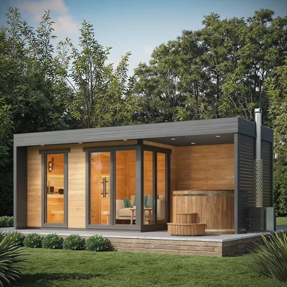 Custom Carbonized Wood Villa Backyard Outdoor Sauna Shower Lounge Gazebo Combination 1-10 Persons with Cold/hot Tub
Custom Carbonized Wood Villa Backyard Outdoor Sauna Shower Lounge Gazebo Combination 1-10 Persons with Cold/hot Tub