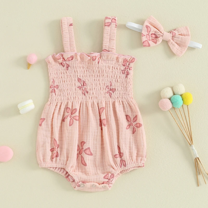 Newborn Infant Baby Girl Floral Romper Sleeveless Strap Smocked Cotton Linen Bubble Bodysuit Flower Jumpsuit Shorts
Newborn Infant Baby Girl Floral Romper Sleeveless Strap Smocked Cotton Linen Bubble Bodysuit Flower Jumpsuit Shorts