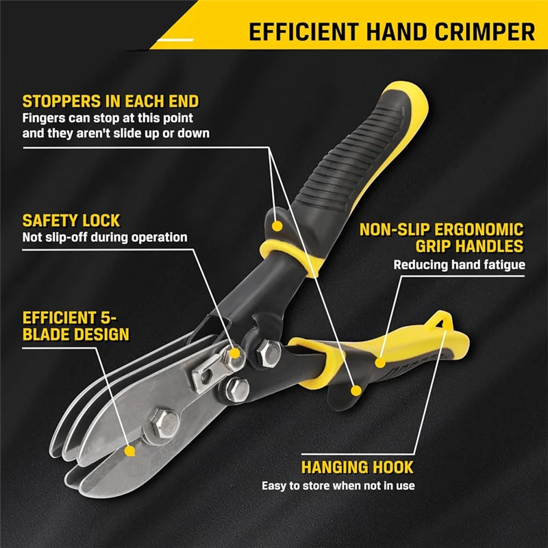 J1UL1N 5 Blade Sheet Metal Crimper, Hand Crimper For Ductwork, Downspout & Stove Pipe 9-1/2 Inch Duty Sheet Metal Crimping Tool
J1UL1N 5 Blade Sheet Metal Crimper, Hand Crimper For Ductwork, Downspout & Stove Pipe 9-1/2 Inch Duty Sheet Metal Crimping Tool