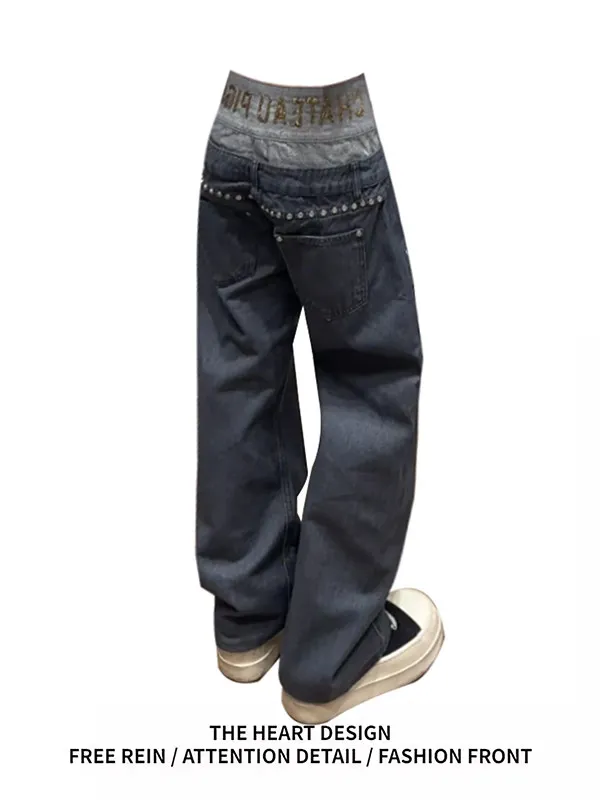 American Style Retro High Waist Rivet Jeans Women's Spring New Design Sense Splicing Slim Straight Leg Long Pants
American Style Retro High Waist Rivet Jeans Women's Spring New Design Sense Splicing Slim Straight Leg Long Pants