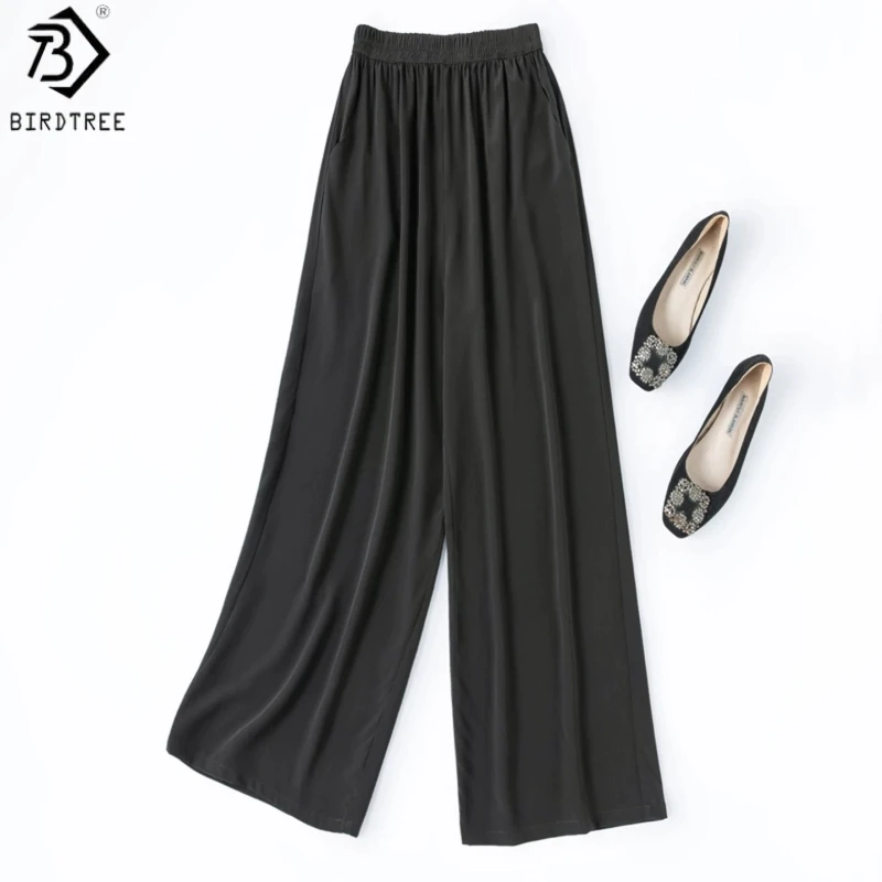 Birdtree, 21MM 100% Real Silk Wide Leg Pants, Women Double Crepe Casual Solid Trousers, Elastic Waist, 2026 Summer New P65722JF
Birdtree, 21MM 100% Real Silk Wide Leg Pants, Women Double Crepe Casual Solid Trousers, Elastic Waist, 2026 Summer New P65722JF