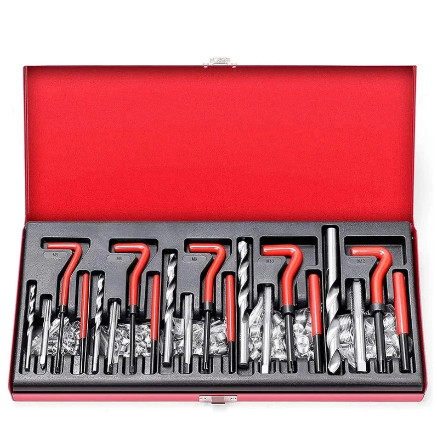 131 PCS Metric Thread Repair Tool Kit Helicoil Thread Repair Set for Engine M5 M6 M8 M10 M12 Internal Screw Holes
131 PCS Metric Thread Repair Tool Kit Helicoil Thread Repair Set for Engine M5 M6 M8 M10 M12 Internal Screw Holes