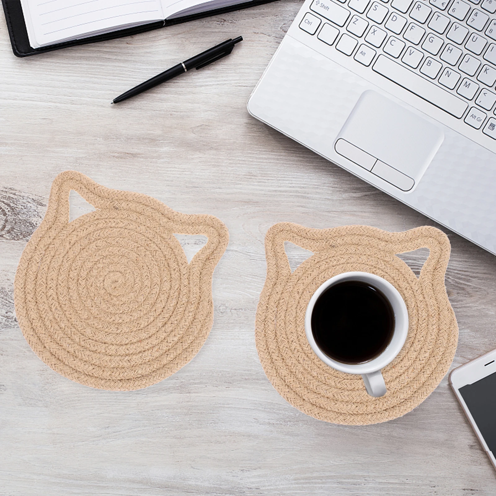 4 Pcs Cat Ear Cotton Rope Placemat Mug Coaster Woven Table Mats Round Festival Party Decoration Placemats
4 Pcs Cat Ear Cotton Rope Placemat Mug Coaster Woven Table Mats Round Festival Party Decoration Placemats