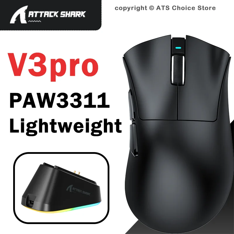 Беспроводная игровая мышь ATTACK SHARK V3 Pro с сенсором PAW3311, 25K DPI, легкая (65 г), три режима подключения (Bluetooth, 2.4G, USB-C), RGB-подсветка, зарядная док-станция для ПК
Беспроводная игровая мышь ATTACK SHARK V3 Pro с сенсором PAW3311, 25K DPI, легкая (65 г), три режима подключения (Bluetooth, 2.4G, USB-C), RGB-подсветка, зарядная док-станция для ПК