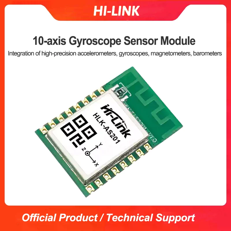 Hi-Link New 2.5V to 3.6V 240MHz HLK-AS201 BLE5.1 Wireless Transmission Ten-axis Attitude Sensor Module 50m Distance
Hi-Link New 2.5V to 3.6V 240MHz HLK-AS201 BLE5.1 Wireless Transmission Ten-axis Attitude Sensor Module 50m Distance