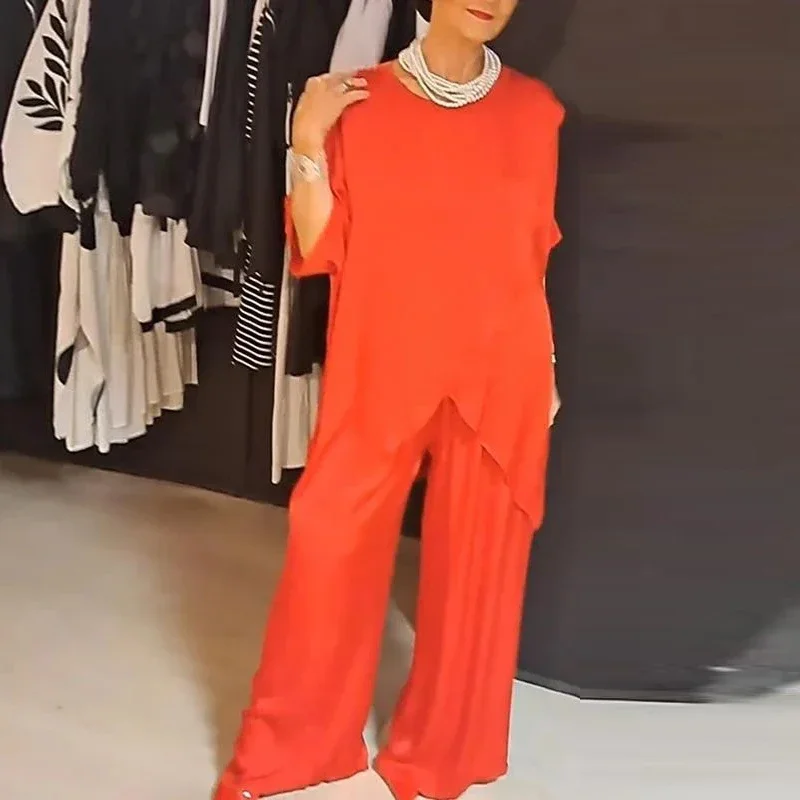 New Women Fashion Solid Color Two Piece Set Irregular Casual Long Sleeve Shirt Wide Leg Pants Women Spring Summer Outfits 2024
New Women Fashion Solid Color Two Piece Set Irregular Casual Long Sleeve Shirt Wide Leg Pants Women Spring Summer Outfits 2024