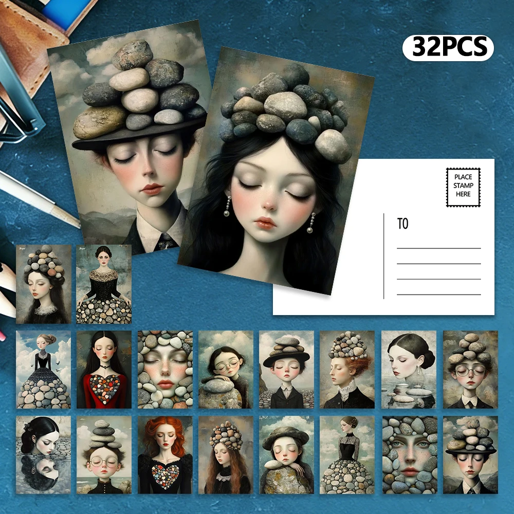 32pcs, pebble stacked figurines, postcards, decoration/greeting card/postcard, high-precision printing, collectible and mailable
32pcs, pebble stacked figurines, postcards, decoration/greeting card/postcard, high-precision printing, collectible and mailable