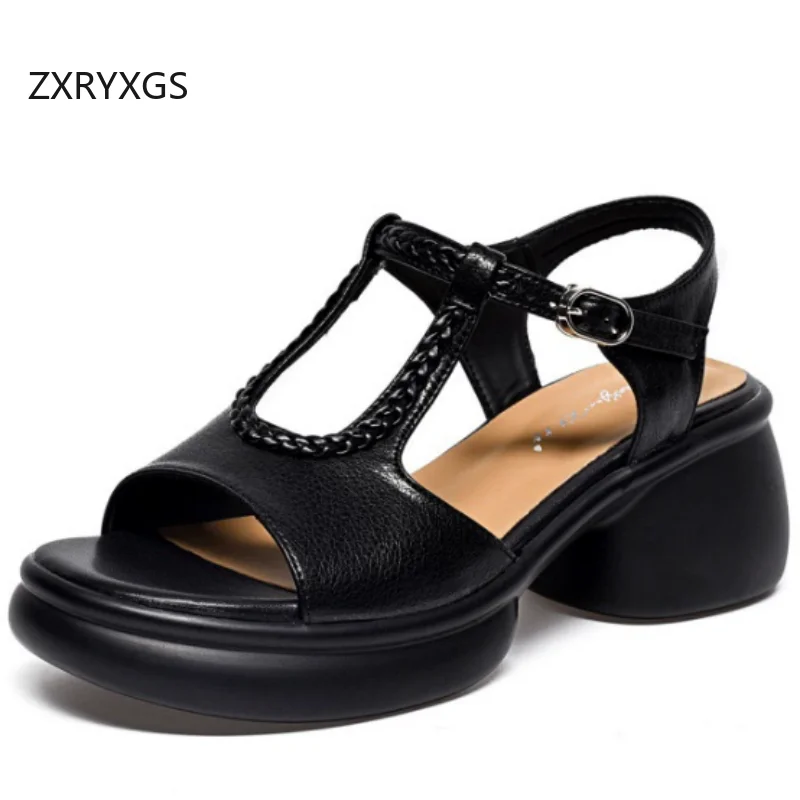ZXRYXGS Top Cowhide Fish Mouth Sandals 2026 New Summer Elegant Fashion Sandals Thick Mid Heels Women's Genuine Leather Sandals
ZXRYXGS Top Cowhide Fish Mouth Sandals 2026 New Summer Elegant Fashion Sandals Thick Mid Heels Women's Genuine Leather Sandals