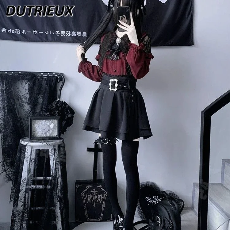 Mine Series Mass-produced Autumn and Winter Sweet Women's Long-sleeved Shirt Versatile Solid Color Top Strap Short Skirt Set
Mine Series Mass-produced Autumn and Winter Sweet Women's Long-sleeved Shirt Versatile Solid Color Top Strap Short Skirt Set