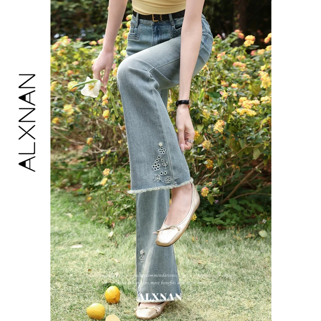 ALXNAN Vintage Embroidery Jeans Women's Flared Leg Raw Hem Denim Pants 2026 Summer Casual New Fashion Elegant Blue Pants L63033
ALXNAN Vintage Embroidery Jeans Women's Flared Leg Raw Hem Denim Pants 2026 Summer Casual New Fashion Elegant Blue Pants L63033