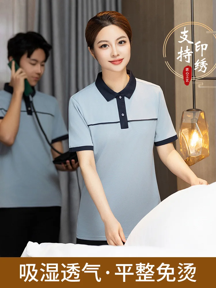 Cleaning Work Clothes Women's Short-Sleeved Summer Clothes Hotel Hotel Room Attendant Property Aunt Cleaner Short-Sleeved
Cleaning Work Clothes Women's Short-Sleeved Summer Clothes Hotel Hotel Room Attendant Property Aunt Cleaner Short-Sleeved