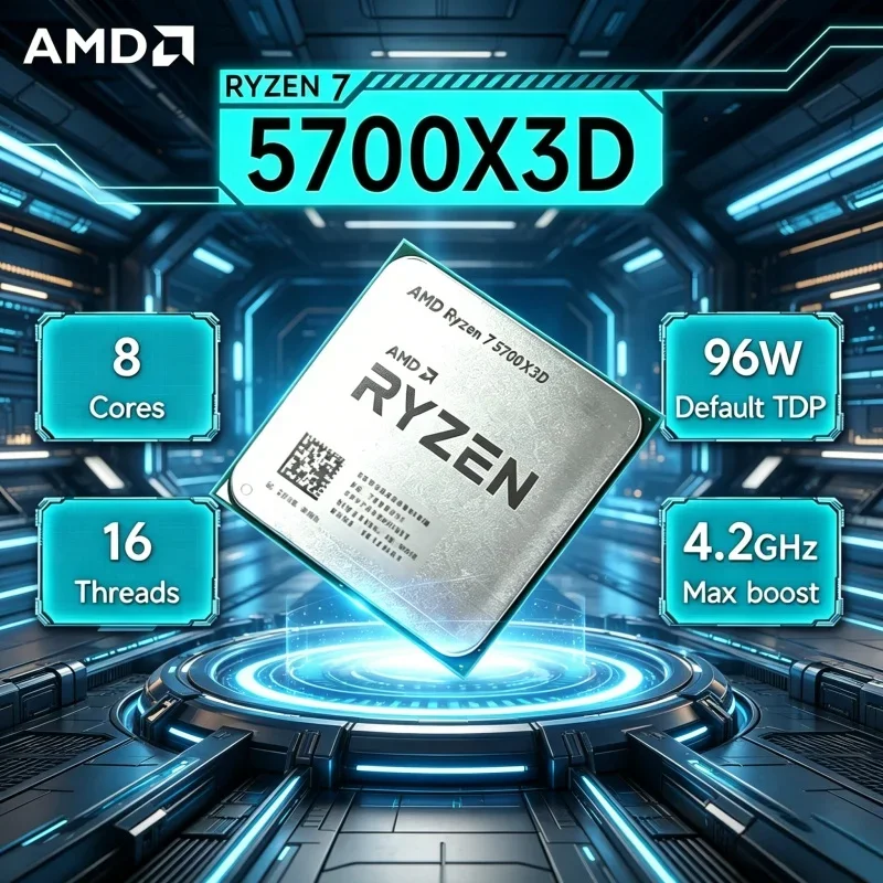 AMD Ryzen 7 5700X3D Ryzen 5000 Series Bulk AM4 CPU 8-Cores 16-Threads 3GHz Boost 4.1GHz 105W DDR4 Fits X570 B550 Motherboards
AMD Ryzen 7 5700X3D Ryzen 5000 Series Bulk AM4 CPU 8-Cores 16-Threads 3GHz Boost 4.1GHz 105W DDR4 Fits X570 B550 Motherboards