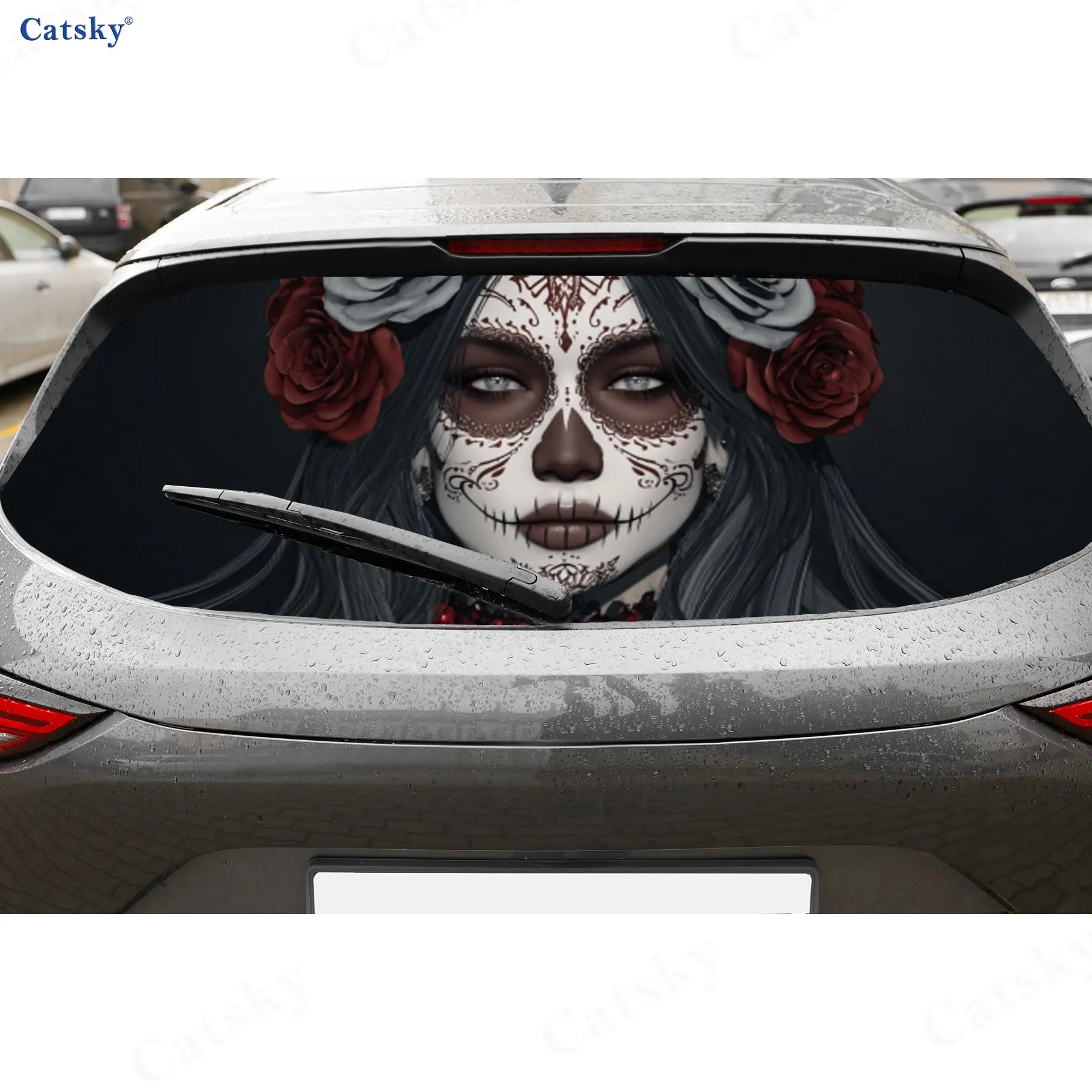 Day of the Dead Lady Skull Romance Adventure PVC Perforated Car Vinyl Wraps, Durable Car Rear Windshield Sticker, Waterproof Car
Day of the Dead Lady Skull Romance Adventure PVC Perforated Car Vinyl Wraps, Durable Car Rear Windshield Sticker, Waterproof Car