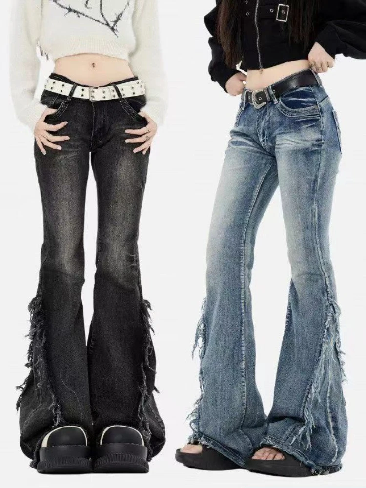 New high street retro hottie micro-flare jeans women American Y2k autumn and winter raw edge splicing slim trousers
New high street retro hottie micro-flare jeans women American Y2k autumn and winter raw edge splicing slim trousers