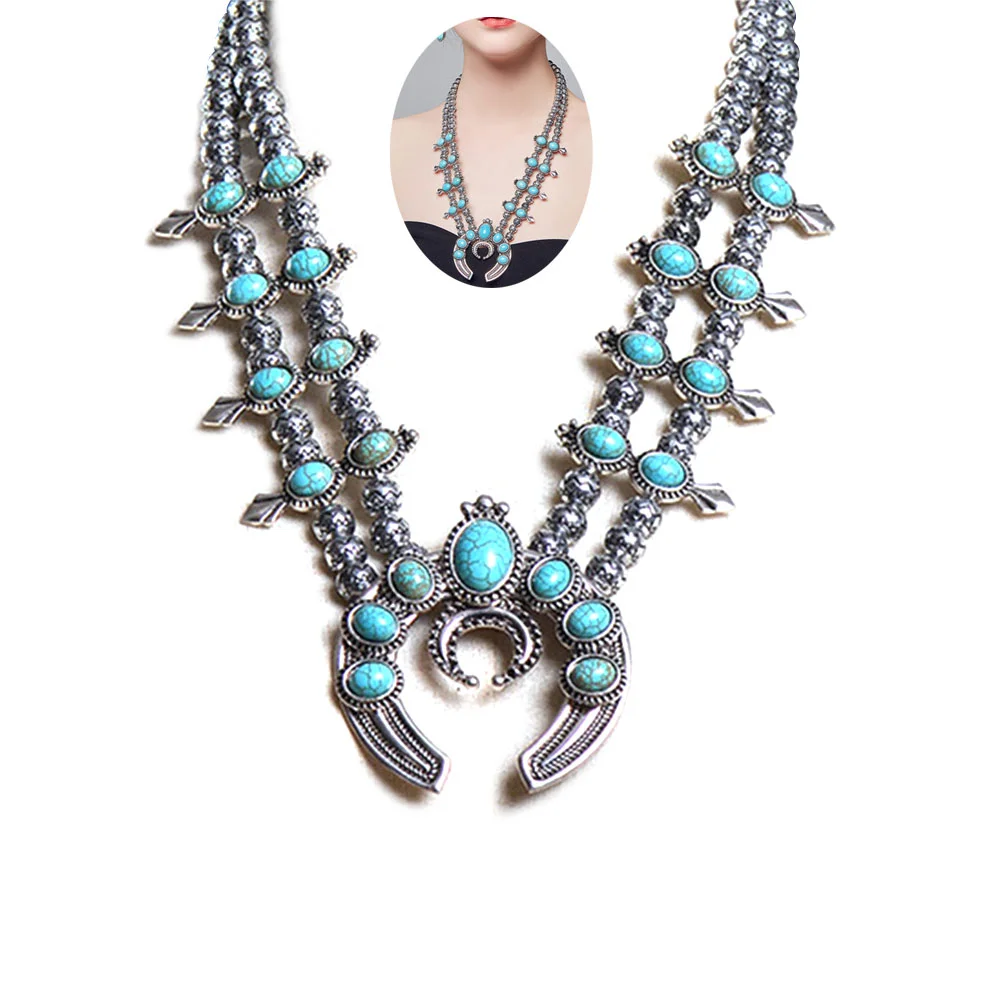 Women Necklace Retro Ox Horn Vintage Alloy Turquoise Choker Necklaces for Woman
Women Necklace Retro Ox Horn Vintage Alloy Turquoise Choker Necklaces for Woman