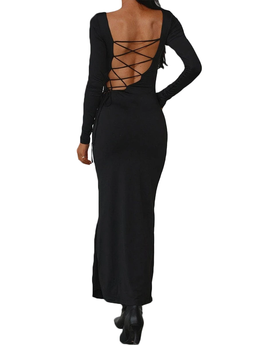 Sexy Square Neck Long Sleeve Dress for women Bodycon Maxi Dress Open Back Elegant Dress Slim Fit Evening Dresses
Sexy Square Neck Long Sleeve Dress for women Bodycon Maxi Dress Open Back Elegant Dress Slim Fit Evening Dresses