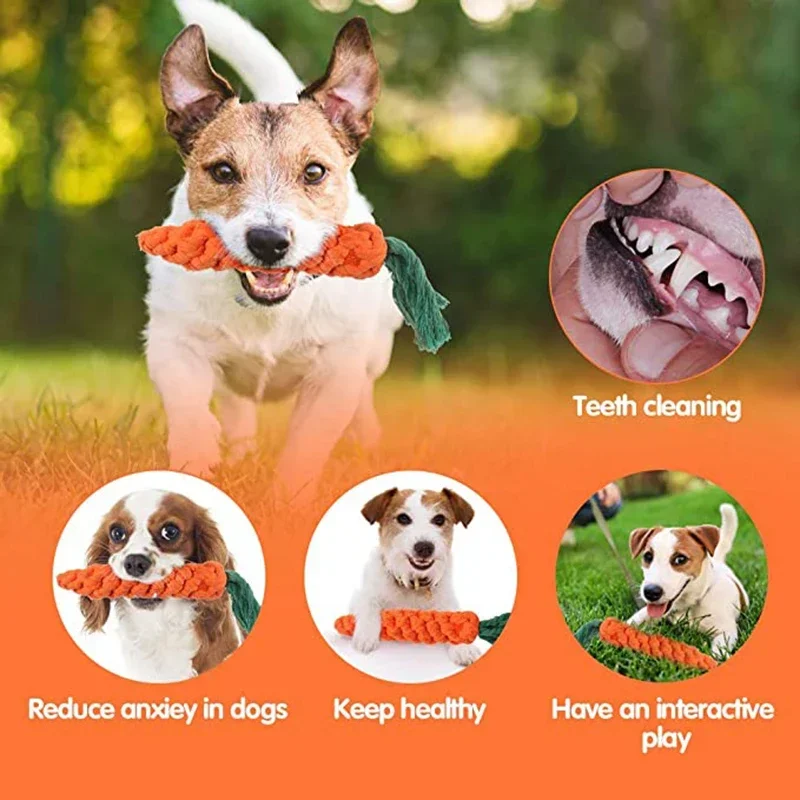 Carrot Dog Chew Toys Pet Knot Puppy Molar Cleaning Teeth Durable Braided Bite Interactive Cotton Knot Rope Para Perros Supplies
Carrot Dog Chew Toys Pet Knot Puppy Molar Cleaning Teeth Durable Braided Bite Interactive Cotton Knot Rope Para Perros Supplies