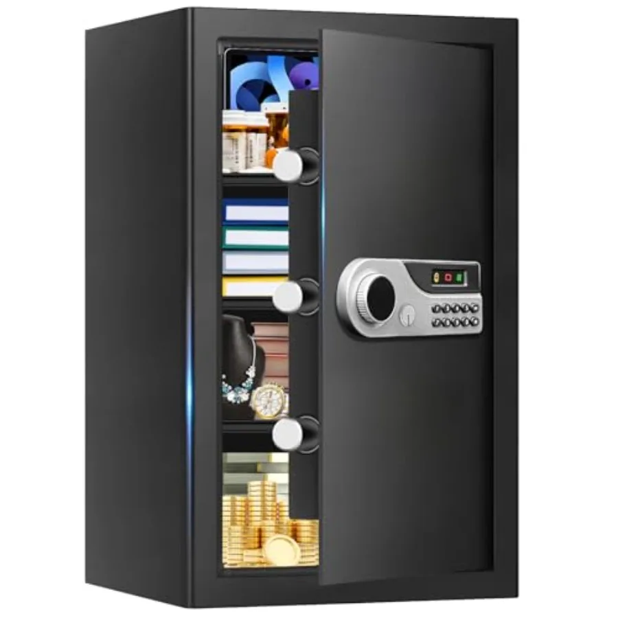 Home use fireproof waterproof safe box: 5.2 cuft large capacity, steel construction, black color, digital keypad + key lock + 3
Home use fireproof waterproof safe box: 5.2 cuft large capacity, steel construction, black color, digital keypad + key lock + 3