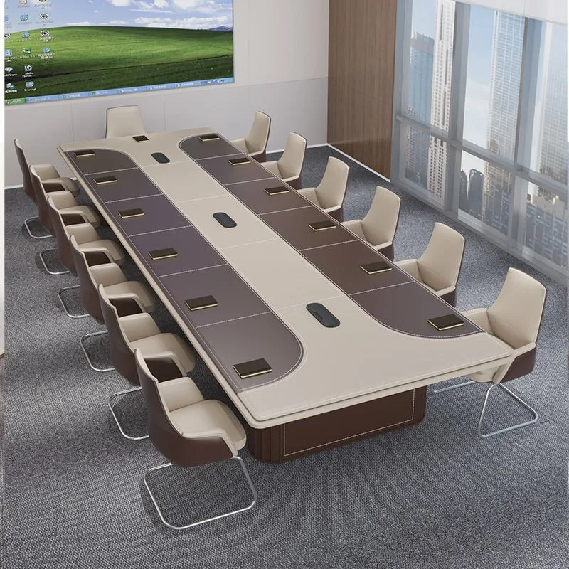 Business meeting table and chair combination, high-end office furniture, light luxury conference table
Business meeting table and chair combination, high-end office furniture, light luxury conference table