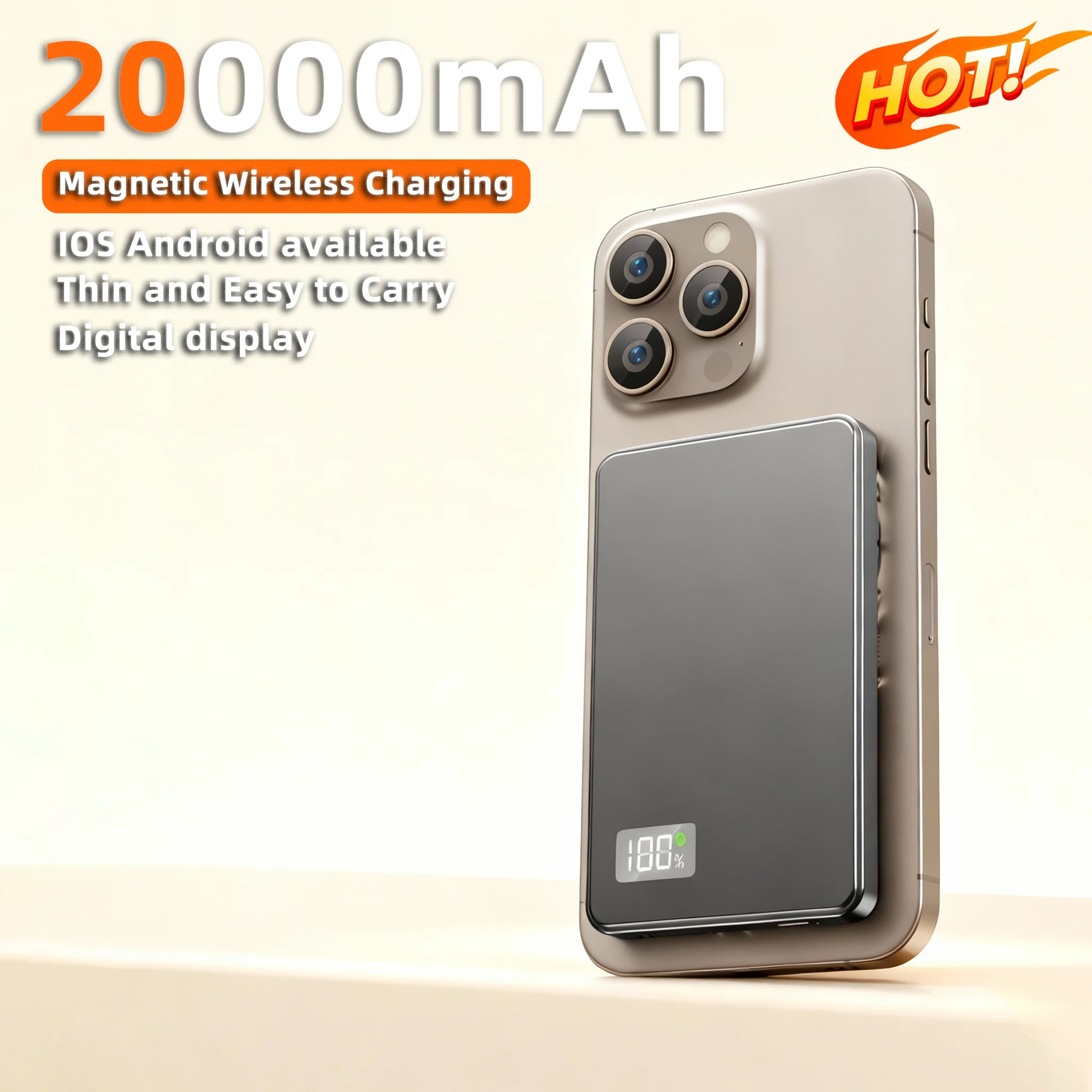 Магнитный внешний аккумулятор емкостью 20000 мАч, портативная мобильная мощность, 22,5 Вт, сверхбыстрая зарядка, цифровой дисплей, внешнее питание для IOS и Android
Магнитный внешний аккумулятор емкостью 20000 мАч, портативная мобильная мощность, 22,5 Вт, сверхбыстрая зарядка, цифровой дисплей, внешнее питание для IOS и Android