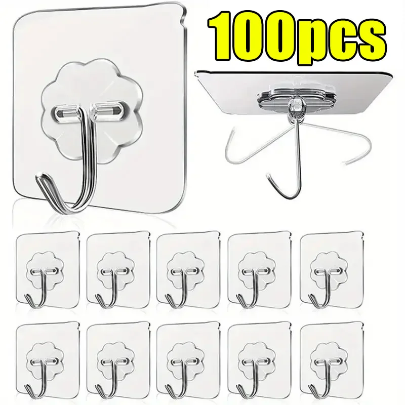 100pcs Transparent Stainless Steel Strong Self Adhesive Hooks Key Storage Hanger for Kitchen Bathroom Door Wall Multi-Function
100pcs Transparent Stainless Steel Strong Self Adhesive Hooks Key Storage Hanger for Kitchen Bathroom Door Wall Multi-Function