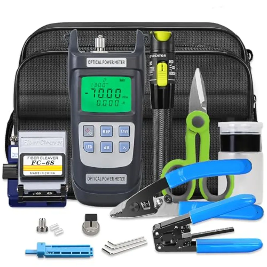 Fiber Optic Tool Kit 9-in-1 with FC-6S Fiber Cleaver Optical Power Meter -70 - +10 dBm FTTH Splicing Tools for Cable Maintenanc
Fiber Optic Tool Kit 9-in-1 with FC-6S Fiber Cleaver Optical Power Meter -70 - +10 dBm FTTH Splicing Tools for Cable Maintenanc