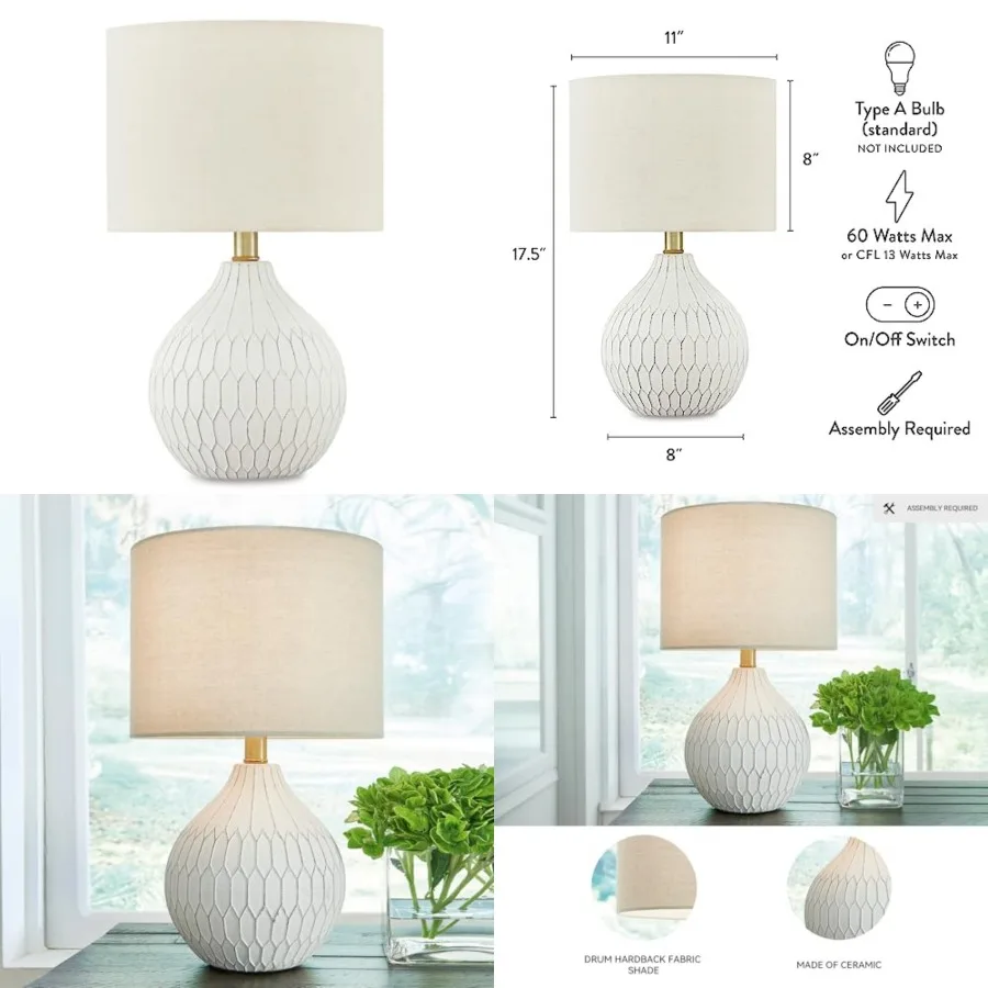 Wardmont Contemporary Modern Table Lamp with Drum Hardback Fabric Shade, On-Off Switch, Ceramic, 17.75" High, Antique
Wardmont Contemporary Modern Table Lamp with Drum Hardback Fabric Shade, On-Off Switch, Ceramic, 17.75" High, Antique