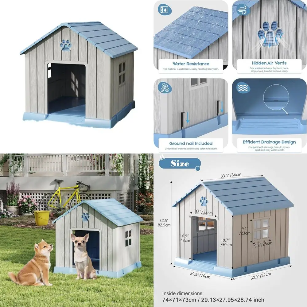 Вентилируемый водонепроницаемый домик для собак с окном, с приподнятым полом для собак мелких и средних пород – для использования в помещении и на улице (синий, 29,9 длина x 32,3 ширина)
Вентилируемый водонепроницаемый домик для собак с окном, с приподнятым полом для собак мелких и средних пород – для использования в помещении и на улице (синий, 29,9 длина x 32,3 ширина)