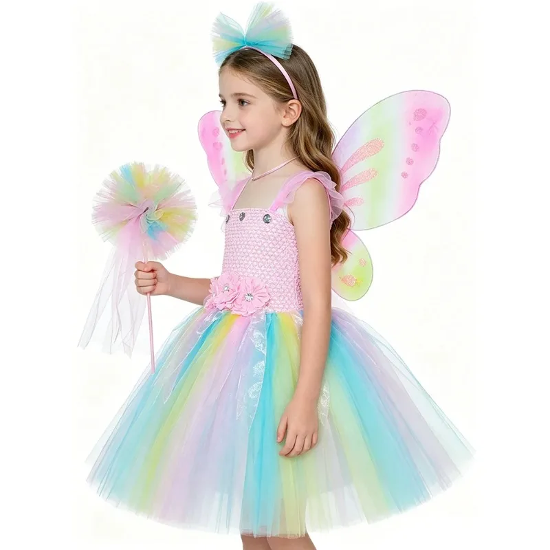 Light Color Floral Fairy Dress with Wings for Girls, Butterfly Elf Outfit for Halloween, Ballet Puffy Dress for Birthday Party
Light Color Floral Fairy Dress with Wings for Girls, Butterfly Elf Outfit for Halloween, Ballet Puffy Dress for Birthday Party