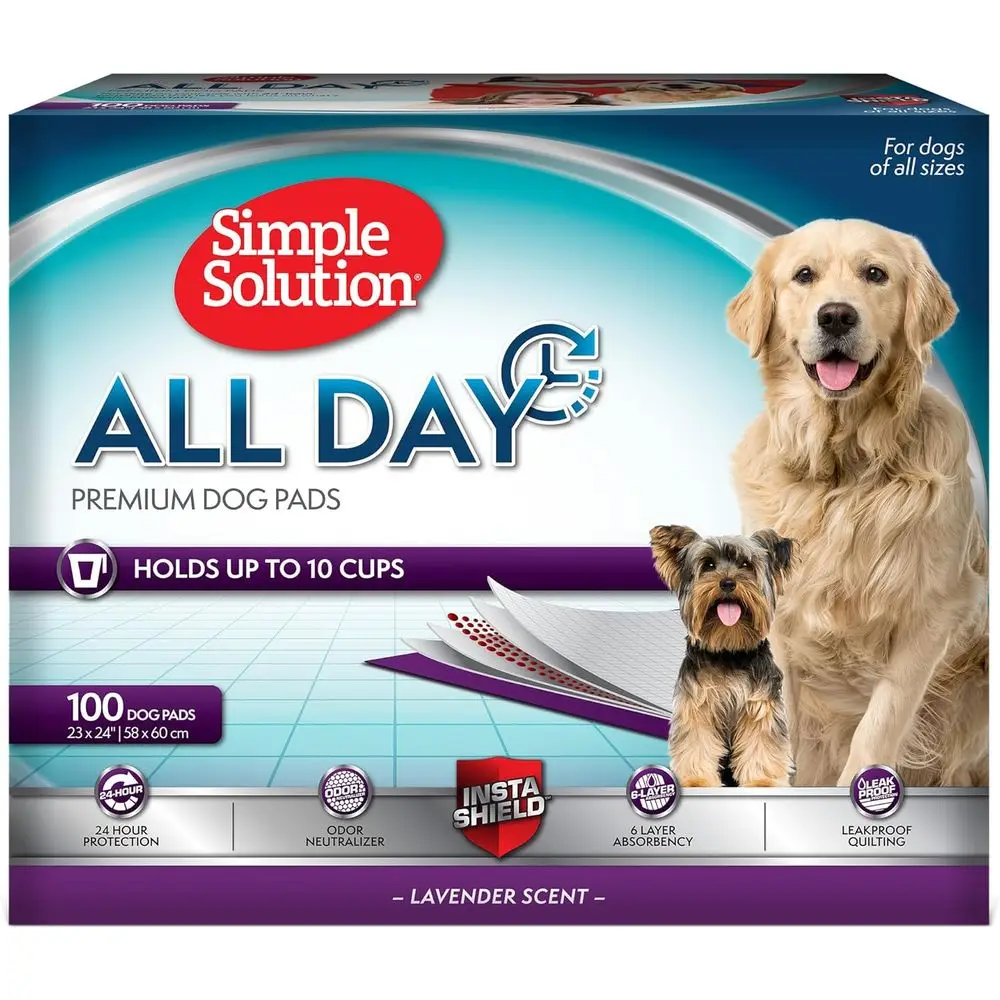 Lavender-Scented Leak-Proof Dog Training Pads - Disposable, Absorbent, 23x24 Inches, 100 Pack
Lavender-Scented Leak-Proof Dog Training Pads - Disposable, Absorbent, 23x24 Inches, 100 Pack