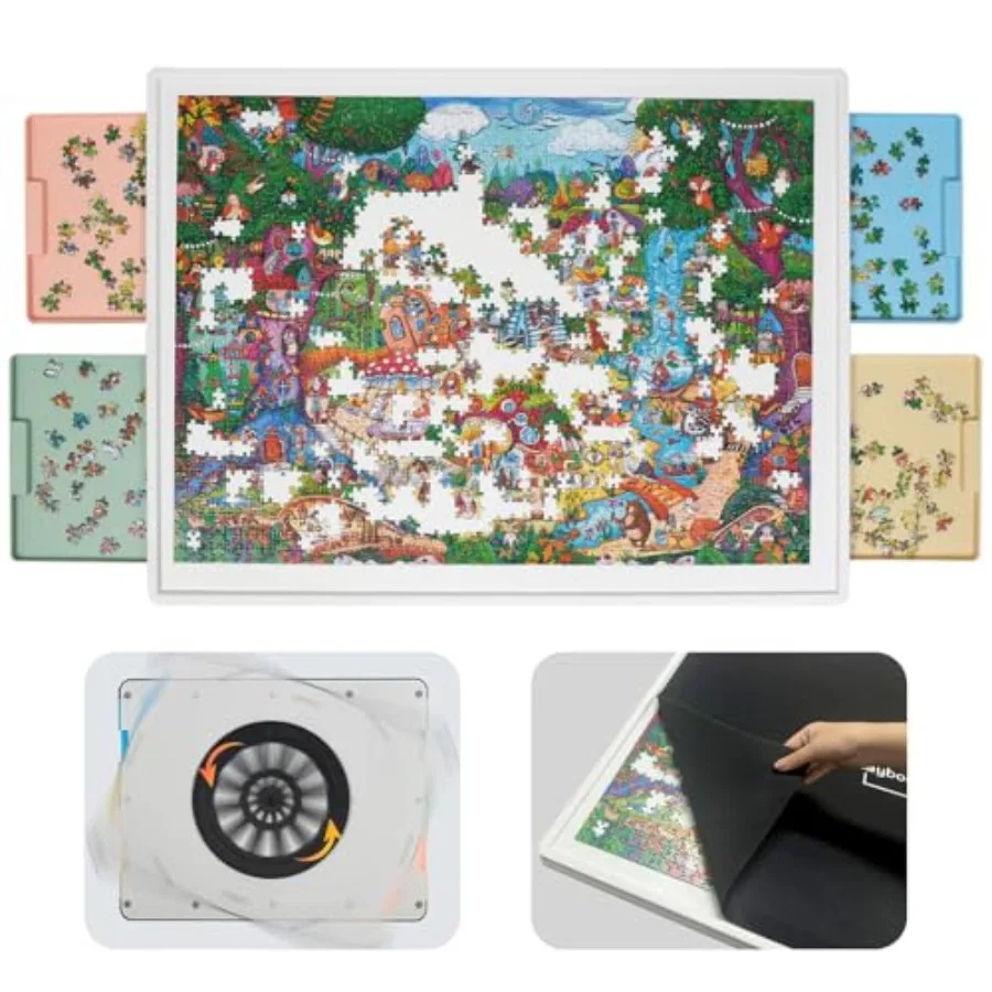 1500 Piece Rotating Puzzle Board with 4-Color Drawers and Cover, 35"x27" Spinning Jigsaw Puzzle Table for Adults, Upgraded Lazy
1500 Piece Rotating Puzzle Board with 4-Color Drawers and Cover, 35"x27" Spinning Jigsaw Puzzle Table for Adults, Upgraded Lazy
