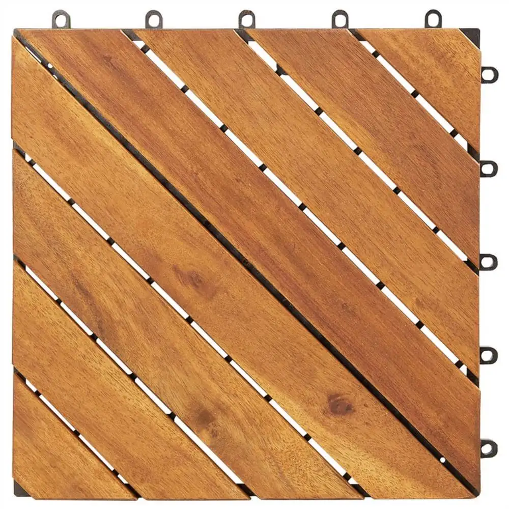Natural Acacia Solid Wood Deck Tile X08 10 Pack, Interlocking 12"×12" Tiles for Indoor Outdoor Patio Garden Decoration
Natural Acacia Solid Wood Deck Tile X08 10 Pack, Interlocking 12"×12" Tiles for Indoor Outdoor Patio Garden Decoration