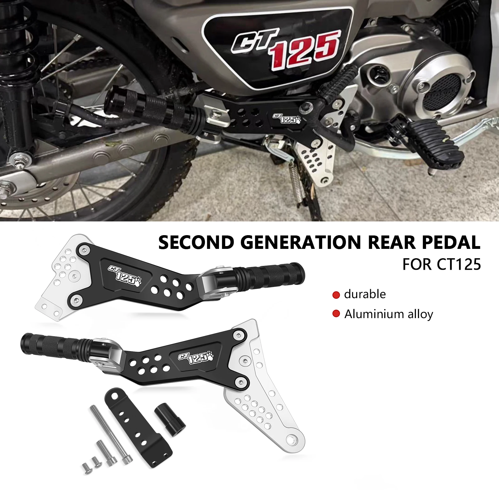 For Trail125 CT125 2020-2024 2025 Aluminum Alloy Rear Pedal Motorcycle Rear Foot Pedal Passenger Foot Pedal Accessories
For Trail125 CT125 2020-2024 2025 Aluminum Alloy Rear Pedal Motorcycle Rear Foot Pedal Passenger Foot Pedal Accessories