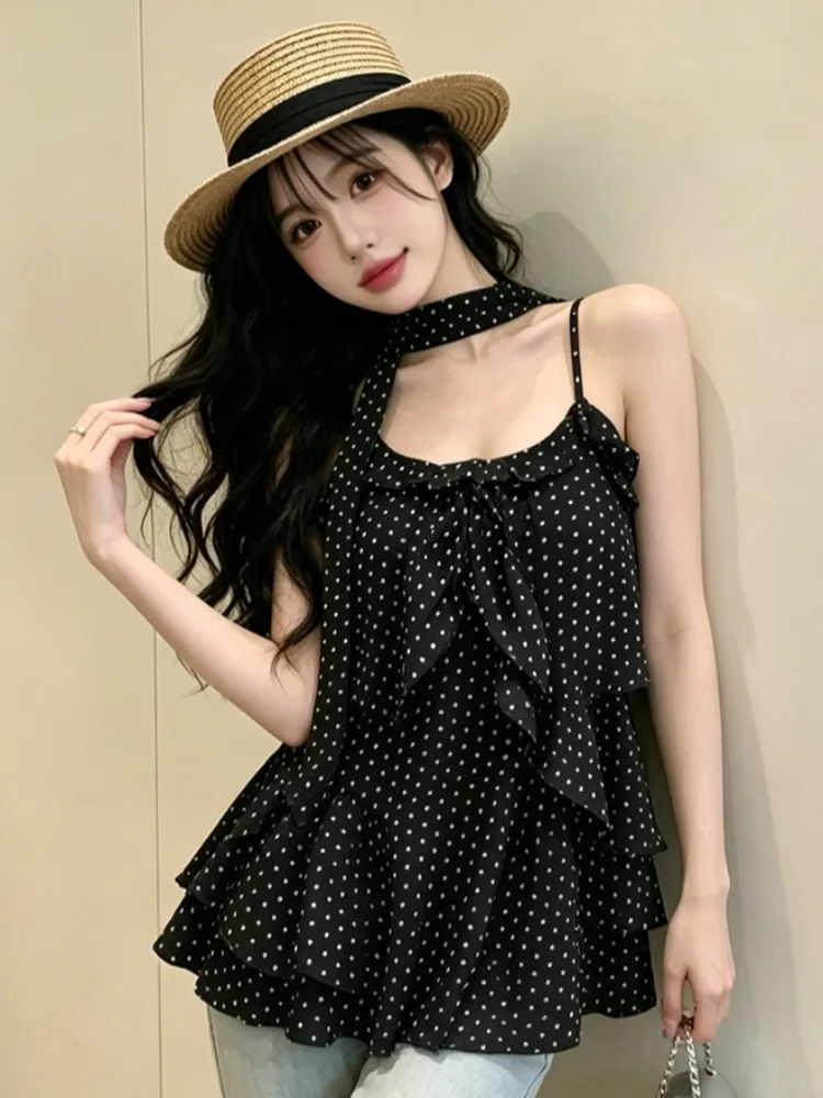 Summer New Polka Dot off Shoulder Chiffon Top Women's Loose Slimming Top with Silk Scarf Wooden Summer Breeze Style
Summer New Polka Dot off Shoulder Chiffon Top Women's Loose Slimming Top with Silk Scarf Wooden Summer Breeze Style