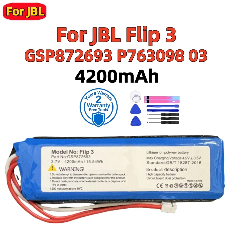 New high quality GSP872693 Battery For JBL Flip 3 Flip3 GRAY Bluetooth Speaker Replacement Batteries Batteria Fast Shipping
New high quality GSP872693 Battery For JBL Flip 3 Flip3 GRAY Bluetooth Speaker Replacement Batteries Batteria Fast Shipping