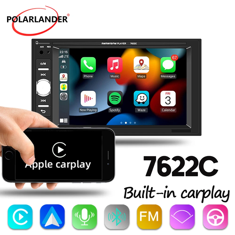 Car Multimedia Player Carplay, Android Auto Bluetooth/USB/AUX/TF 2 DIN 7" Wince FM Capacitive Screen MP5 player Mirror link
Car Multimedia Player Carplay, Android Auto Bluetooth/USB/AUX/TF 2 DIN 7" Wince FM Capacitive Screen MP5 player Mirror link