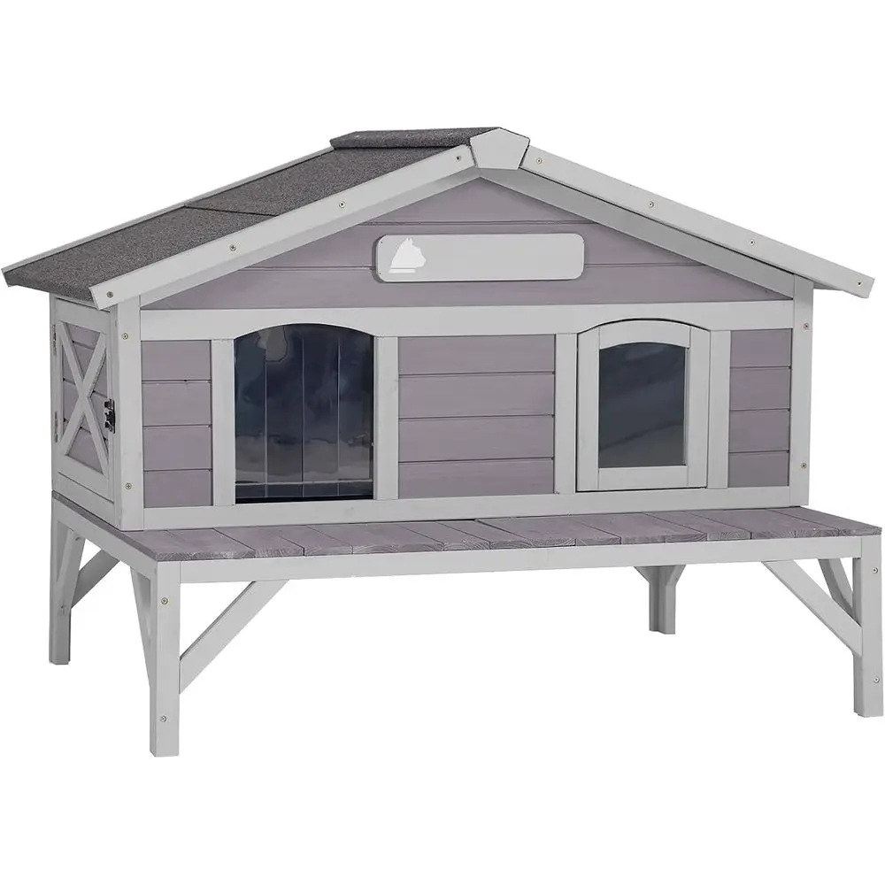 Large Wooden Outdoor Cat Shelter for All Weather Conditions
Large Wooden Outdoor Cat Shelter for All Weather Conditions