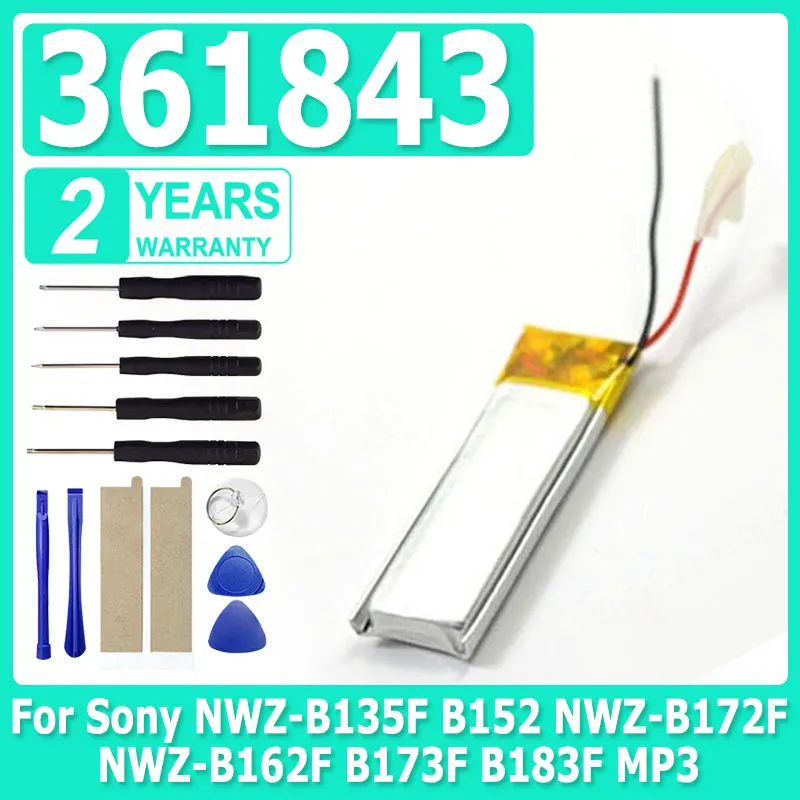 180mAh New Battery 361843 Battery for Sony NWZ-B135F B152 NWZ-B172F NWZ-B162F B173F B183F MP3 Batteries + Tools
180mAh New Battery 361843 Battery for Sony NWZ-B135F B152 NWZ-B172F NWZ-B162F B173F B183F MP3 Batteries + Tools