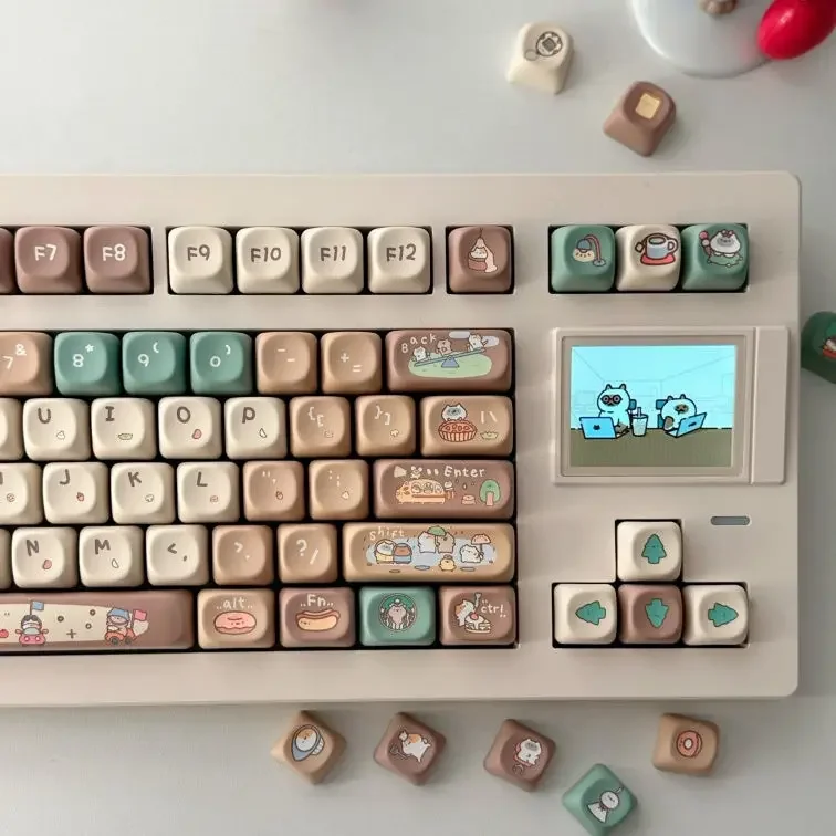 Cocoa soy milk keycaps XOA height PBT material five-sided hot sublimation process fresh and cute personalized keycaps
Cocoa soy milk keycaps XOA height PBT material five-sided hot sublimation process fresh and cute personalized keycaps