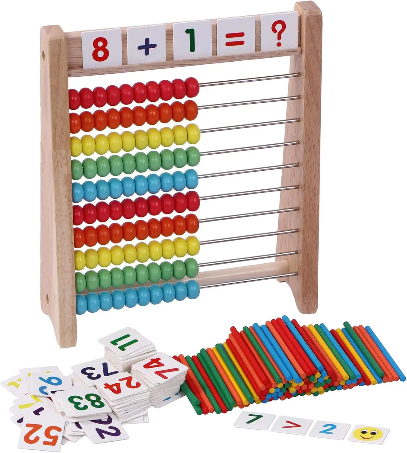 Wooden Abacus for Kids - 100 Counting Sticks & Number Cards, Educational Math Game
Wooden Abacus for Kids - 100 Counting Sticks & Number Cards, Educational Math Game