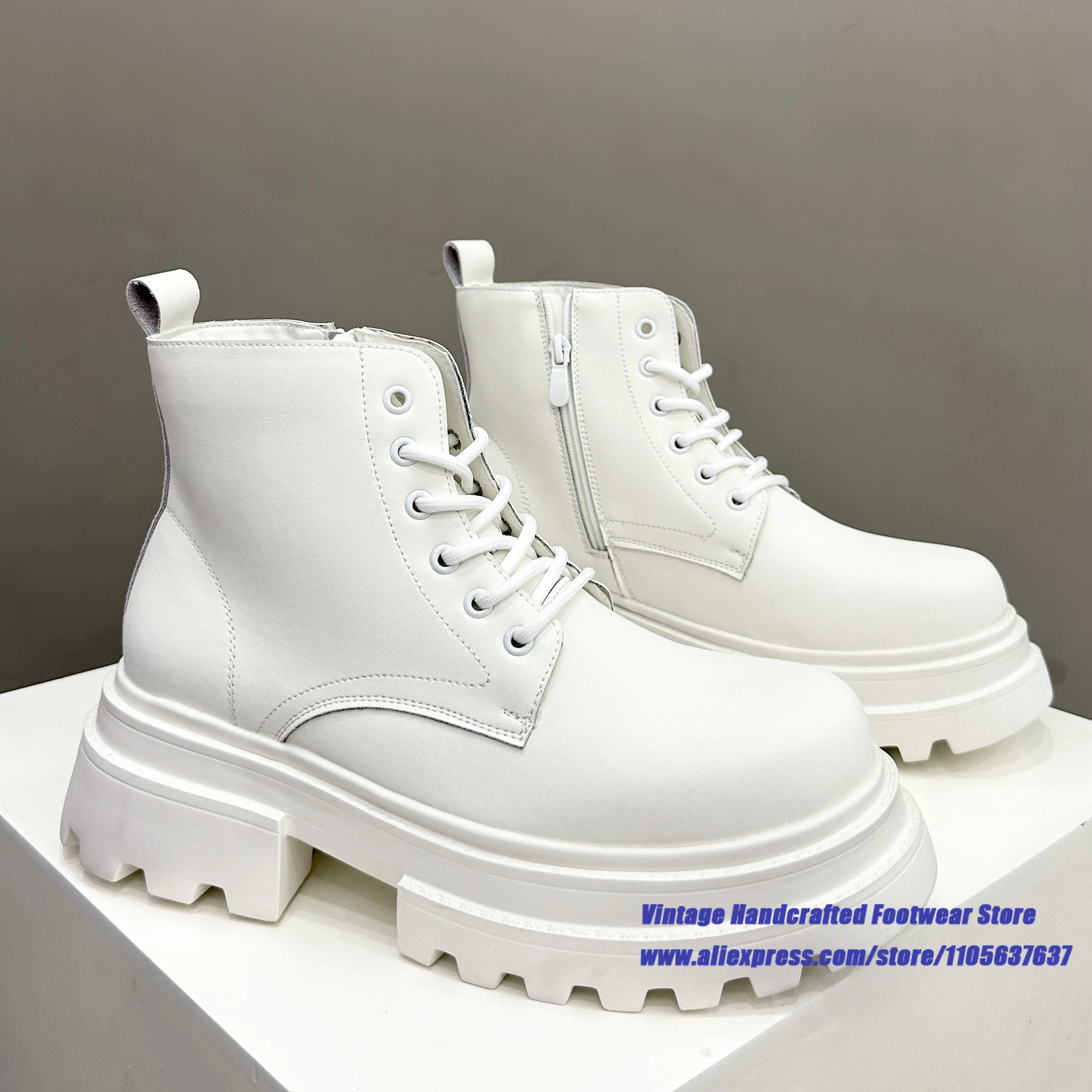 White Leather Side Zipper Men's Chelsea Boots Round Toe Lace Up Ankle Booties Luxury Designer Vintage Handcrafted Men's Boots
White Leather Side Zipper Men's Chelsea Boots Round Toe Lace Up Ankle Booties Luxury Designer Vintage Handcrafted Men's Boots