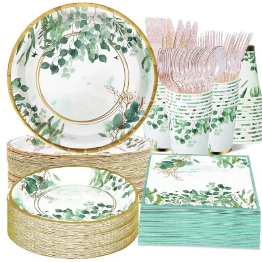 350 Pcs Plates and Napkins Party plies Serve 50 Baby Shower Decorations Eucalyptus Paper Plates and Cups And Napkins Sets for B
350 Pcs Plates and Napkins Party plies Serve 50 Baby Shower Decorations Eucalyptus Paper Plates and Cups And Napkins Sets for B