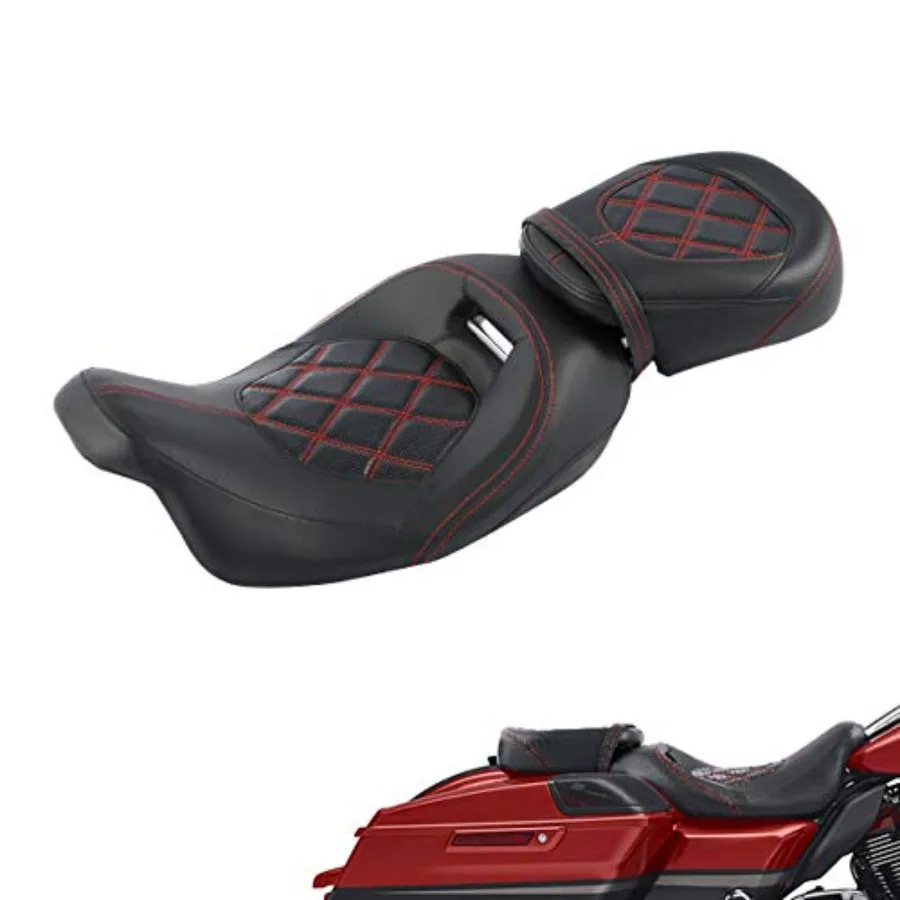 Low-Profile Driver Passenger 2-UP Seat Set Red Stitching Fits for Harley Touring 2009-2023 Road King FLHR Street Glide FLHX Roa
Low-Profile Driver Passenger 2-UP Seat Set Red Stitching Fits for Harley Touring 2009-2023 Road King FLHR Street Glide FLHX Roa